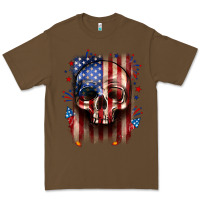 Cacao 4th of July skull American flag Premium Tee - Neo Western