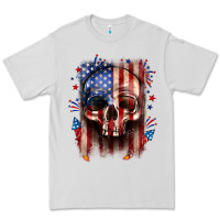 Dove Grey 4th of July skull American flag Premium Tee - Neo Western
