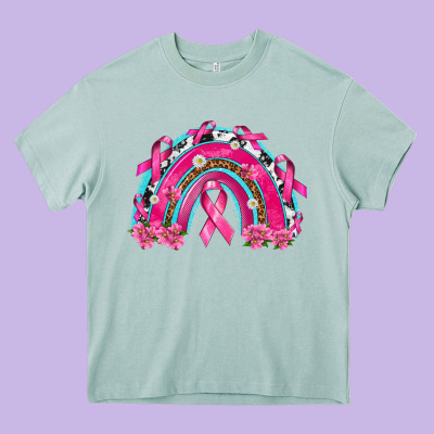 Breast Cancer Rainbow Heavy Core Tee Designed By Texasbilliewilder
