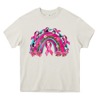 Cream Breast Cancer Rainbow Heavy Core Tee - texasbilliewilder
