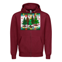 Burgundy christmas trees tumbler Zipper Hoodie - BundleAndBundleShop