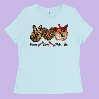 Peace Love Shiba Inu Ladies Tee Designed By Ranaportraitstore