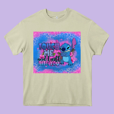 Touch Me And I Will Bite You Stitch Heavy Core Tee Designed By Zillion Design Studio