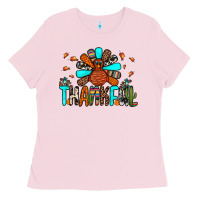 Bubblegum Pink thankful turkey Ladies Tee - JahusDesignShop