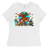 White thankful turkey Ladies Tee - JahusDesignShop