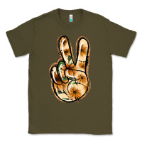Army Green Floral Gold Peace Sign Classic Tee - Jasminsmagicworld