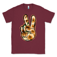 Burgundy Floral Gold Peace Sign Classic Tee - Jasminsmagicworld