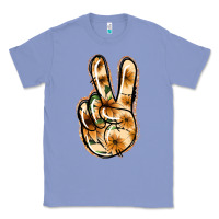 Colony Blue Floral Gold Peace Sign Classic Tee - Jasminsmagicworld
