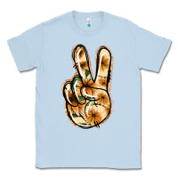 Dusty Blue Floral Gold Peace Sign Classic Tee - Jasminsmagicworld
