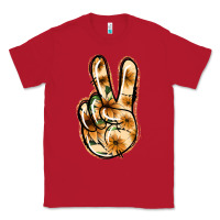 Red Floral Gold Peace Sign Classic Tee - Jasminsmagicworld