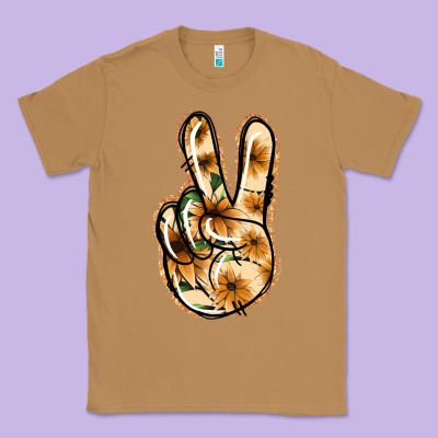 Floral Gold Peace Sign Classic Tee Designed By Jasminsmagicworld
