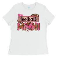 White football mini with leopard Ladies Tee - Zillion Design Studio