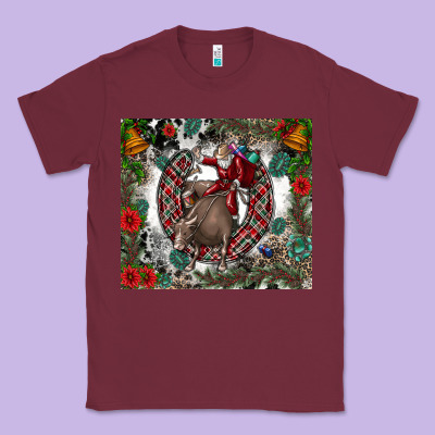 Rodeo Santa Classic Tee Designed By Cowhidedigitalart