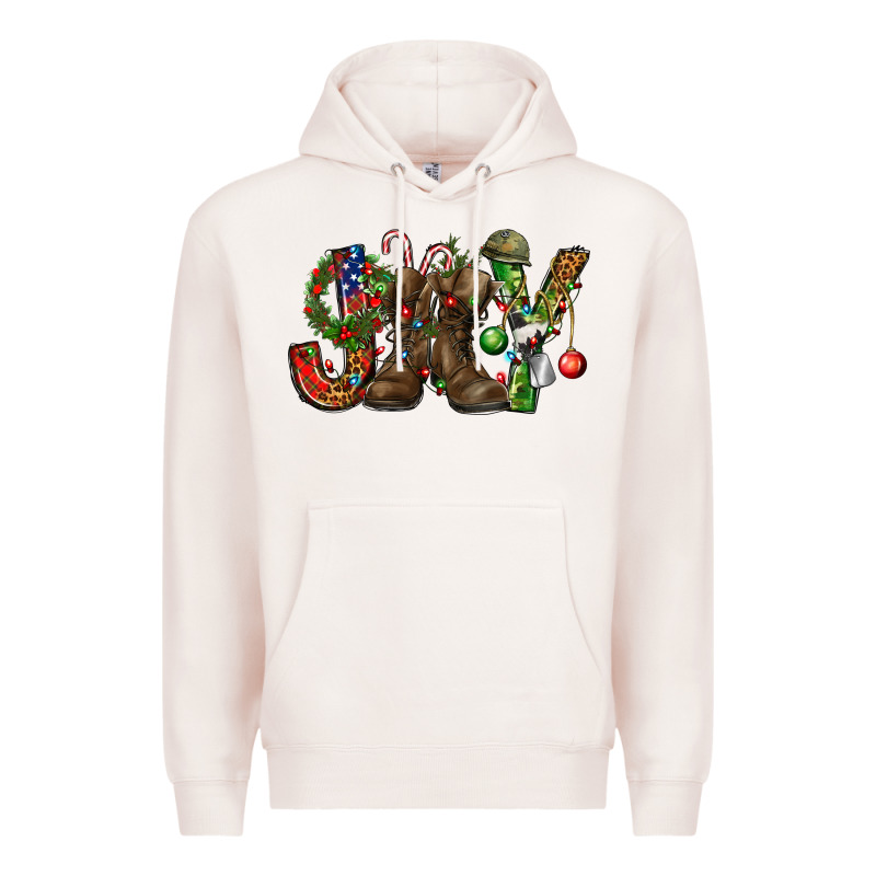 Army Christmas Joy Premium Hoodie by NancyCooperArtShop | Teevron