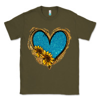 Army Green Gold Glitter Sunflower Blue Heart Classic Tee - Jasminsmagicworld