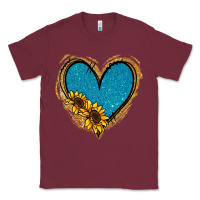 Burgundy Gold Glitter Sunflower Blue Heart Classic Tee - Jasminsmagicworld