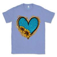 Colony Blue Gold Glitter Sunflower Blue Heart Classic Tee - Jasminsmagicworld