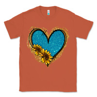 Copper Gold Glitter Sunflower Blue Heart Classic Tee - Jasminsmagicworld