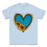 Dusty Blue Gold Glitter Sunflower Blue Heart Classic Tee - Jasminsmagicworld