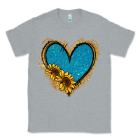 Heather Grey Gold Glitter Sunflower Blue Heart Classic Tee - Jasminsmagicworld