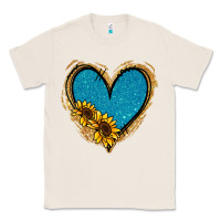 Natural Gold Glitter Sunflower Blue Heart Classic Tee - Jasminsmagicworld
