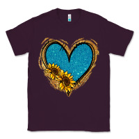 Plum Gold Glitter Sunflower Blue Heart Classic Tee - Jasminsmagicworld