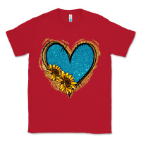 Red Gold Glitter Sunflower Blue Heart Classic Tee - Jasminsmagicworld