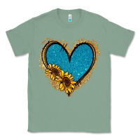 Sage Gold Glitter Sunflower Blue Heart Classic Tee - Jasminsmagicworld