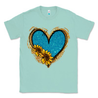 Seafoam Gold Glitter Sunflower Blue Heart Classic Tee - Jasminsmagicworld