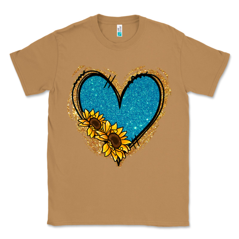Gold Glitter Sunflower Blue Heart Classic Tee by Jasminsmagicworld | Teevron