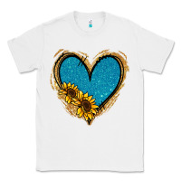 White Gold Glitter Sunflower Blue Heart Classic Tee - Jasminsmagicworld