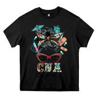 Black nurse cna life messy bun Heavy Core Tee - BarkalooDesign
