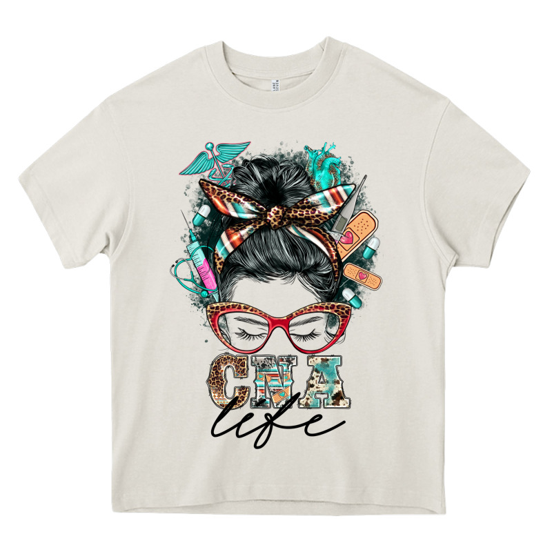 Nurse Cna Life Messy Bun Heavy Core Tee by BarkalooDesign | Teevron