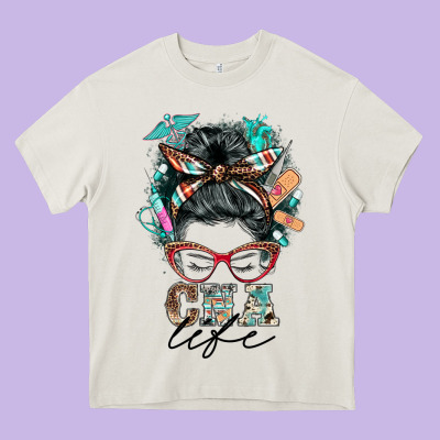 Nurse Cna Life Messy Bun Heavy Core Tee Designed By Barkaloodesign