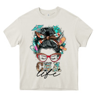 Cream nurse cna life messy bun Heavy Core Tee - BarkalooDesign