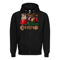 Black just a girl who loves christmas Zipper Hoodie - BundleAndBundleShop