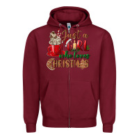 Burgundy just a girl who loves christmas Zipper Hoodie - BundleAndBundleShop