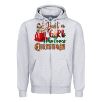 Heather Grey just a girl who loves christmas Zipper Hoodie - BundleAndBundleShop
