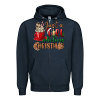 Navy just a girl who loves christmas Zipper Hoodie - BundleAndBundleShop