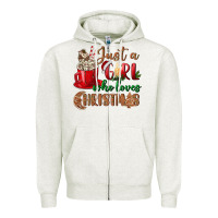 Oatmeal Heather just a girl who loves christmas Zipper Hoodie - BundleAndBundleShop