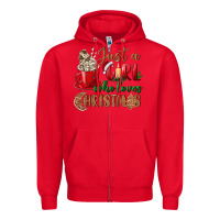 Red just a girl who loves christmas Zipper Hoodie - BundleAndBundleShop
