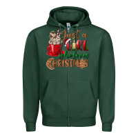Sports Green just a girl who loves christmas Zipper Hoodie - BundleAndBundleShop