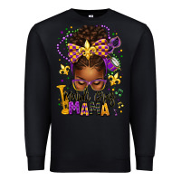 Black mardi gras mama afro messy bun Premium Sweatshirt - texasbilliewilder