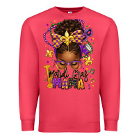 Cardinal mardi gras mama afro messy bun Premium Sweatshirt - texasbilliewilder