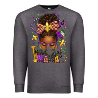 Charcoal Heather mardi gras mama afro messy bun Premium Sweatshirt - texasbilliewilder