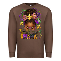 Chestnut mardi gras mama afro messy bun Premium Sweatshirt - texasbilliewilder