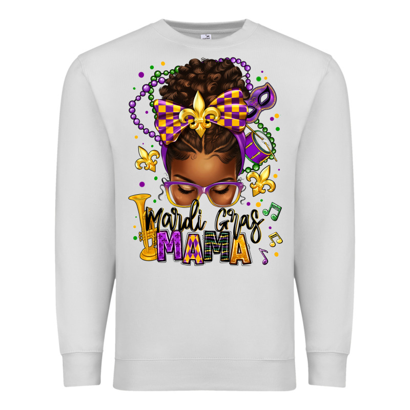 Mardi Gras Mama Afro Messy Bun Premium Sweatshirt by texasbilliewilder | Teevron