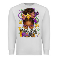 Dove Grey mardi gras mama afro messy bun Premium Sweatshirt - texasbilliewilder
