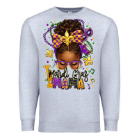 Heather Grey mardi gras mama afro messy bun Premium Sweatshirt - texasbilliewilder