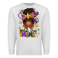 Oatmeal Heather mardi gras mama afro messy bun Premium Sweatshirt - texasbilliewilder